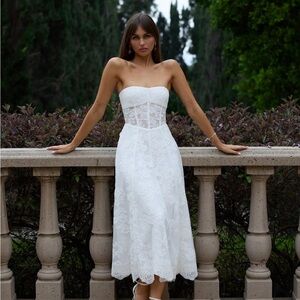 V. Chapman Hazel Dress in White Chantilly Lace